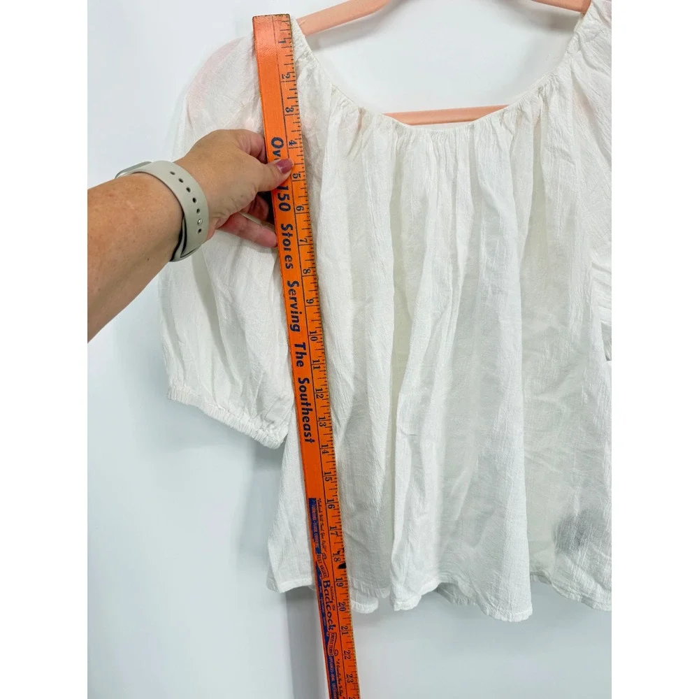 NEW Old Navy Blouse Womens XS White Puff Sleeve Tie Back Gauze Boho Top